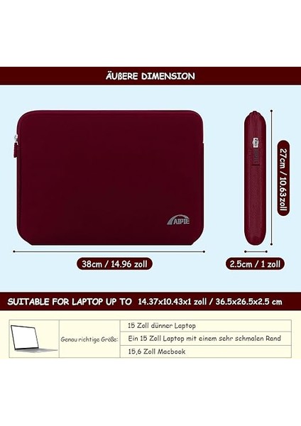 Inç Notebook Için Kılıf, Dizüstü Bilgisayar Kılıfı, Ekran Için Koruyucu Kılıf, Diyagonal cm Dizüstü Bilgisayar Çantası, Sleeve Macbook, Acer, Asus, Dell, Lenovo, Hp Uyumlu, Kırmızı, 15,6 Zoll | fiyatları