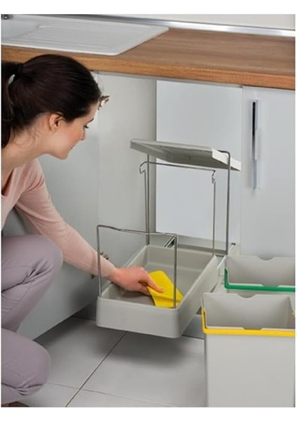 Carrier Raylı Çift Bölmeli Dolap Içi Çöp Kovası 14 + 14 Lt modelleri