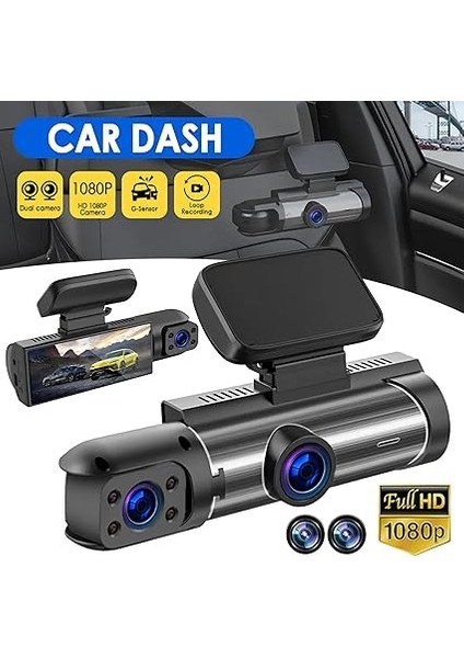 Kameralı Araç Kayıt Cihazı, 1080P Full Hd, 170° Ön ve 120° Kabin Görüş, G-Sensörlü, 3,16 Inç Ekran fiyatları