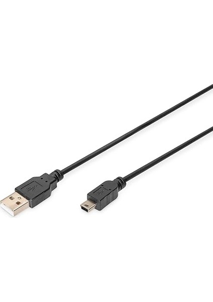 USB 2.0 Bağlantı Kablosu - 1.0 M - USB A (St) - USB Mini B (5 Pin) (St) - 480 Mbit/s - Sürüm 1 - Siyah