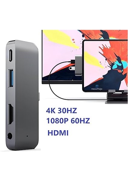 Type C Hub (4 Port), 85W Pd Type-C Port 4K 30HZ Veya 1080P 60HZ Hdmı, 1 Adet USB 3.0 Port Şarj ve Veri Transfer, 3.5mm Jak Kulaklık Ses Grişi, MacBook Pro/air/ipad/iphone Vb. Uyumlu fırsatları