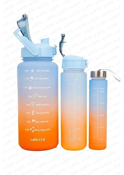 Eldorado 3lü Set Bpa Içermez Motivasyonel Su Matarası Mavi Su Matarası,su Şişesi,suluk VLT1288 modelleri