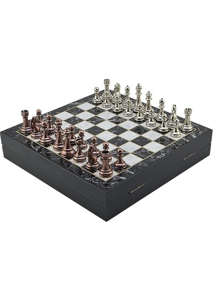 Büyük Boy Metal Klasik Satranç Tk. Antik ve Mermer Desenli Sandıklı Mdf TAHTASI(36X36 Cm.) fırsatları