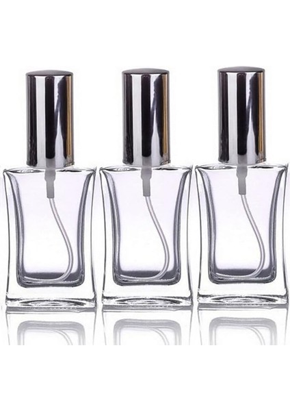 3 Adet 50 ml Cam Yeniden Doldurulabilir Sprey Kolonya Boş Parfüm Şişesi Gümüş Renk Kapaklı