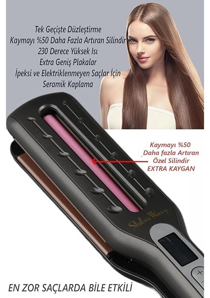 Silindirli Extra Geniş Yüzeyli Saç Düzleştirici fırsatları