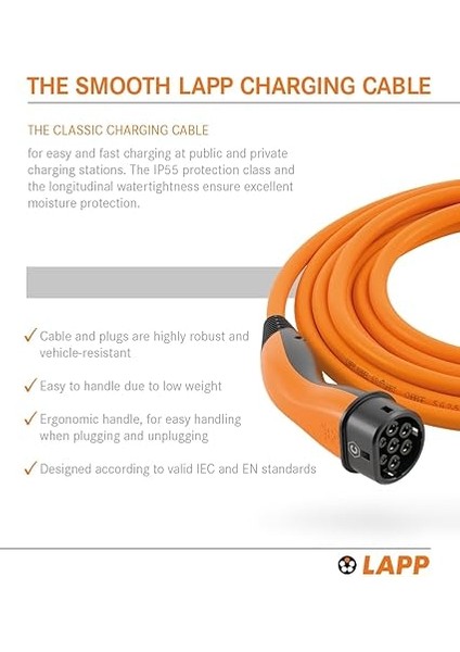 Elektrikli Araç 22 Kw, 32A, Üç Fazlı, Mod3, 7m Tip2 Şarj Kablosu - Tüm Araçlarla Uyumlu fırsatları