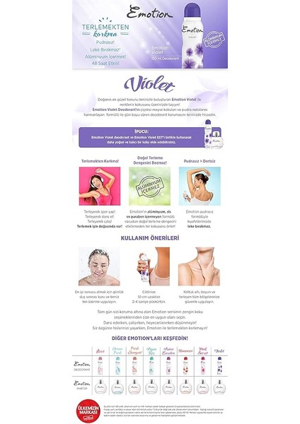 Violet Kadın Deodorant, 150 ml indirimleri