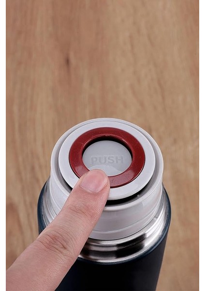 L Çelik Mat Siyah 500 ml Bardaklı Kahve Termos Mug CIN408SY fırsatları
