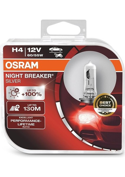 Night Breaker Silver H4 Ampul 64193NBS +100% Fazla Işık