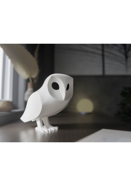 Beyaz Baykuş 14CM Dekoratif Obje Hediyelik Eşya Masa Ev Dekorasyon