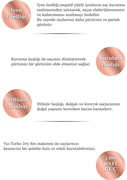KB700 Turbo Dry Iyonik 2 Kademeli Saç Kurutma Makinesi modelleri
