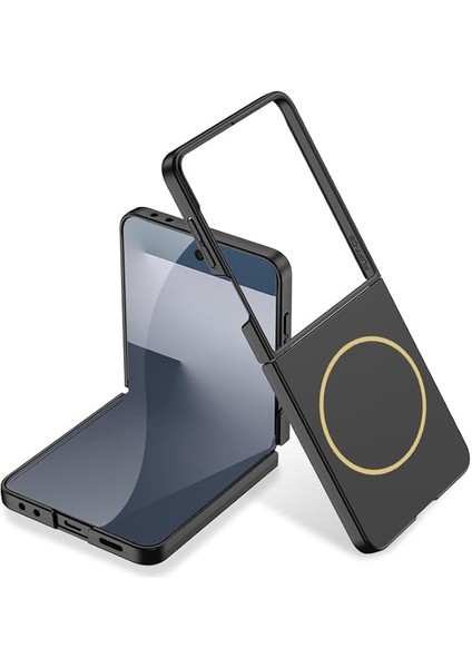 Samsung Galaxy Z Flip 7 Kılıf Wirelles Şarj Özellikli Ince Kapak Siyah