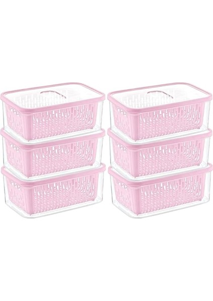 6'lı Süzgeçli Fresh Saklama Kabı Seti 1.6 Lt Plastik Saklama Set 6 Adet