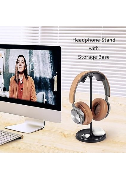 Kulaklık Standı, Depolama Tepsili Kananisli Kulaklık Standı, Airpods Max, Beats, Bose, Sennheiser, Sony, Audio-Technica Nane Daha Fazlası Için Ağır Tabanlı Oyun Kulaklığı Tutacağı Siyah, Qincoon fiyatları