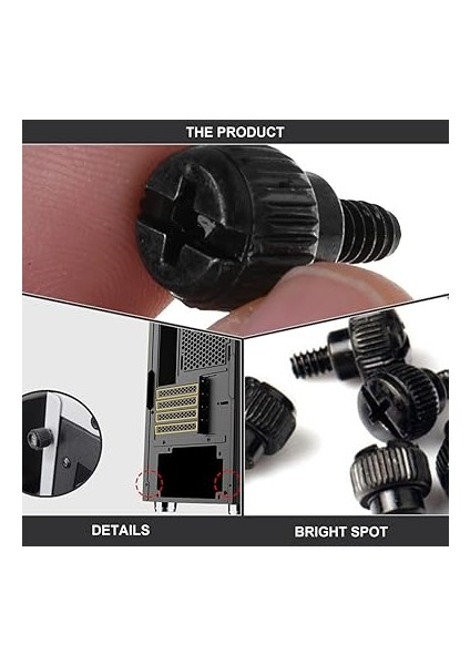 100 Adet Bilgisayar Kasası Vidaları Pc Kasa Bilgisayar Kılıfı Bilgisayar Vidası Pc Case Bilgisayar Parçası Tırtıllı Kelebek Vida Tırtıklı Şasi Aksesuarlar Sarmal Oksidasyon Siyahı modelleri