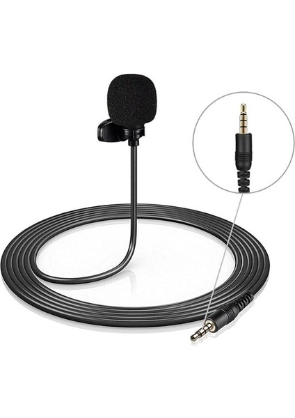 Pin 3.5 mm Telefon Bilgisayar Kamera Için Yaka Mikrofonu