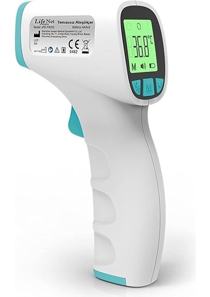 Net Medikal Temassız Ateş Ölçer Kızıl Ötesi ve Alından Termometre JPD-FR202 Turkuaz
