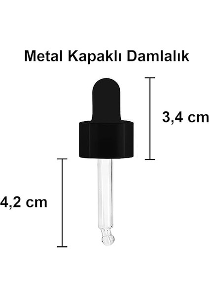 10 ml Metal Kapaklı Damlalık Dropper Şişesi Serum 10 cc Cam Şişe 6 Adet (Siyah Kapak, Şeffaf) modelleri