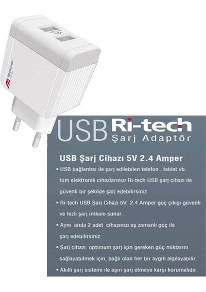 2,4A 5V 2 USB Li Hızlı Şarj Edebilen Şarj Adaptörü fırsatları