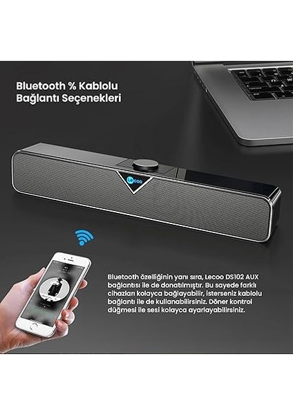 DS102 Kablosuz Bluetooth + Aux 6W Stereo Soundbar Taşınabilir Hoparlör Siyah modelleri