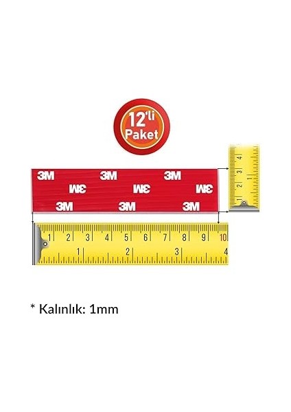 Bondit 3m Plakalık Yapıştırma Bandı Vhb Çift Taraflı Bant 12 Adet indirimleri