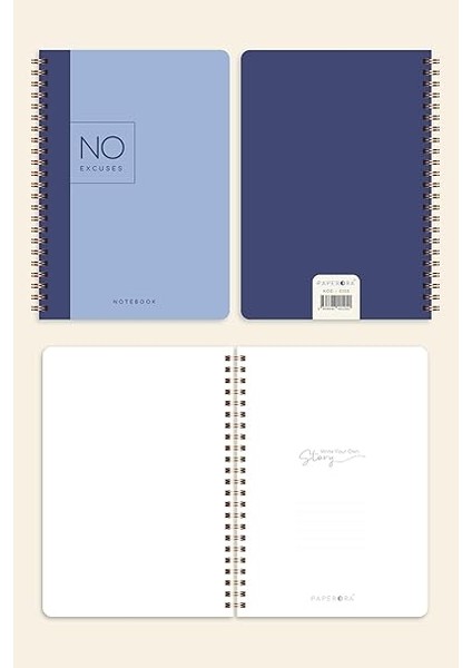 A5 Spiralli Karton Kapak Kareli Okul Defteri 80 Yaprak 2'li Set - Ders Programlı - Lacivert/bej indirimleri