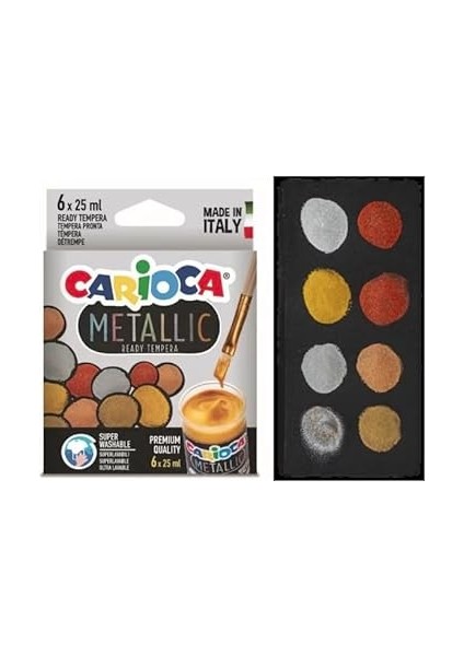 KO026 Metalik Tempera Suluboya Süper Yıkanabilir 6X25 ml 6 Renk Karışık modelleri