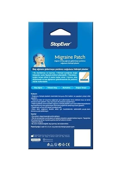 migren patch – soğutucu hidrojel plaster, 2'li paket | migren &amp; baş ağrısı ıçin 6 saat etkili | ıçermez | (2x2) fiyatları