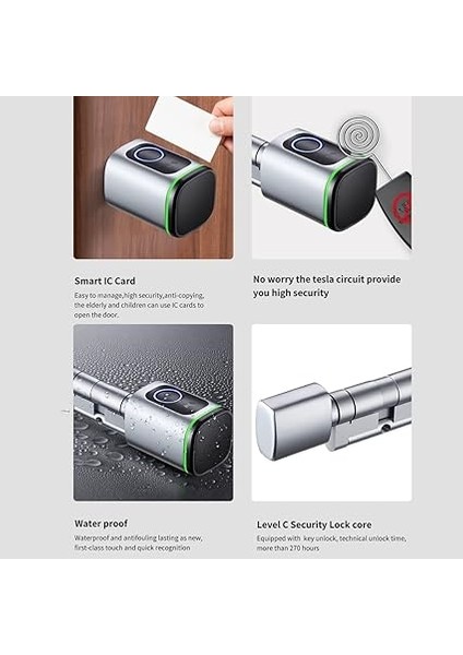 Tuya Bt Parmak Izi Kilidi Akıllı Kapı Kilidi Silindir Elektronik Kilit Çekirdeği Anahtarsız Giriş Kapı Kilidi Desteği Parmak Izi/app/ıc Kartı/mekanik Anahtar Kilidi Açma Ev Ofis Otel Apartman modelleri