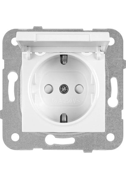 Pack Viko Karre Meridian Kapaklı Topraklı Çocuk Korumalı Priz, Beyaz, Çerçevesiz