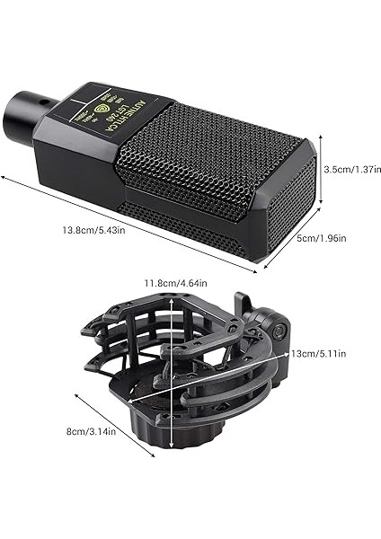 Büyük Diyaframlı Kardioid Kondenser Mikrofon Oyun Podcast Kaydı Için Şok Montaj Kablolu Tek Yönlü Mikrofon indirimleri