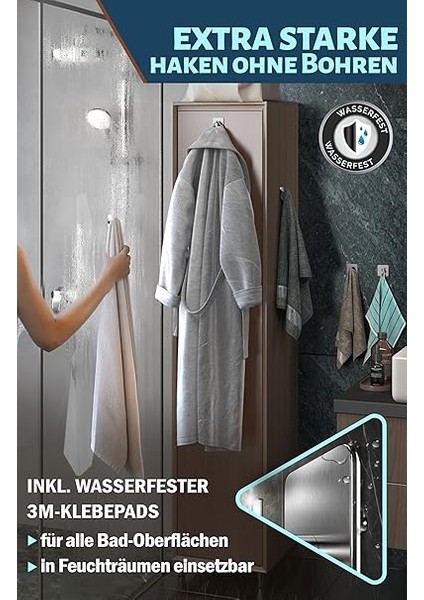 Delmeden Havlu Askısı, 6 Adet Set Halinde – Paslanmaz Çelik Banyo Havlu Askısı, Ekstra Güçlü Yapışkan Kanca, Banyo, Mutfak Için Kanca, Su Geçirmez Kanca, Kendinden Yapışkanlı, Çok Yönlü Havlu fırsatları