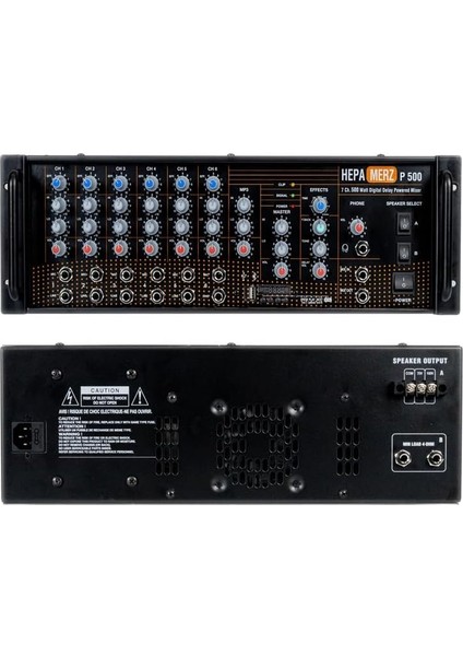 Merz Powerful P500 Profesyonel Power Mixer Anfi 500W Ekholu 100V/8 Ohm USB Bluetooth