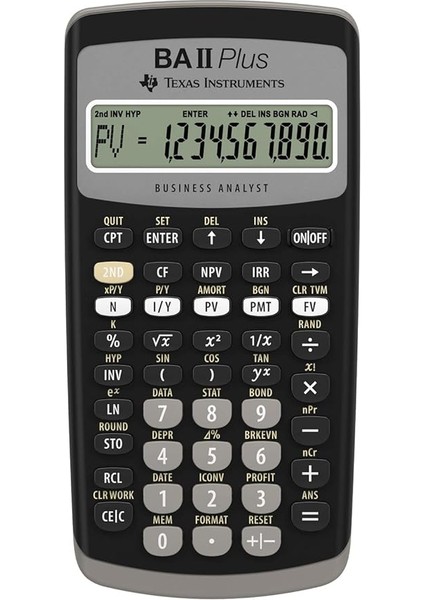 Instruments Ba Iı Plus Finansal Hesap Makinesi (Tek Satırlı, 10 Haneli Ekran, Pille Çalışır) Siyah-Gri