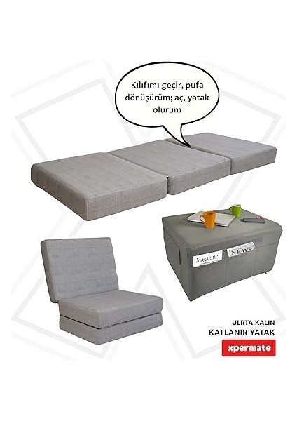 Ultra Kalın Katlanır Sünger Yatak, Yer Yatağı, Katlanır Yer Minderi, Misafir Yatağı(Gri, 80X180X14) modelleri