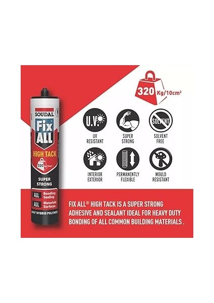 Fix All Yüksek Güçlü High Tack Montaj Yapıştırıcısı Beyaz 290 ml fiyatları