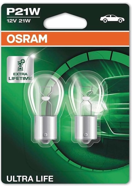 Ultra Life P21 W Fren/sinyal/uç ve Yedekleme Işık 7506ULT 02B Dayanıklı, Çift Blister Medium Beyaz 7506ULT-02B