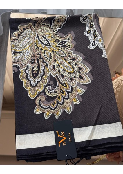19V69 Italıa Krep Kumaş Yumuşak Dokulu Siyah Kahverengi Şal fiyatları