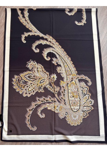 19V69 Italıa Krep Kumaş Yumuşak Dokulu Siyah Kahverengi Şal fırsatları