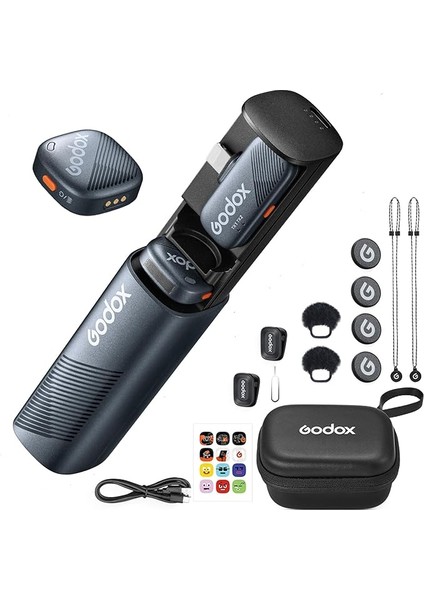 Cube-Sl Kit2 Kablosuz Yaka Mikrofon, iPhone Lightning Için Mikrofon (2 Tx + 1 Rx Şarj Kılıfı), Gürültü Engellemeli Mini Mikrofon, 30H Pil, 300 M/1000 Ft, Kablosuz Mikrofon