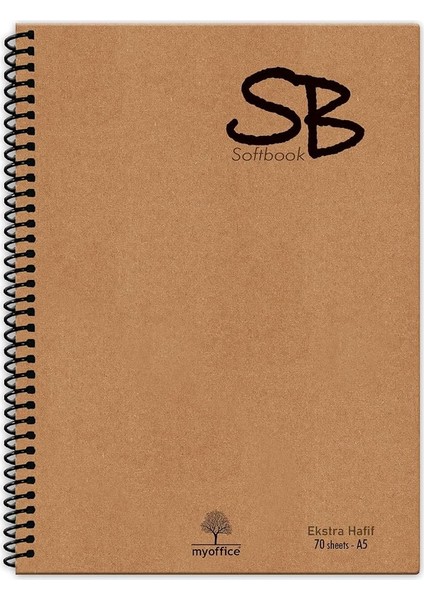 A5 140 Sf. Defter Kraft Kapak Spiralli Hafif Kağıt Kareli 70 Yp.