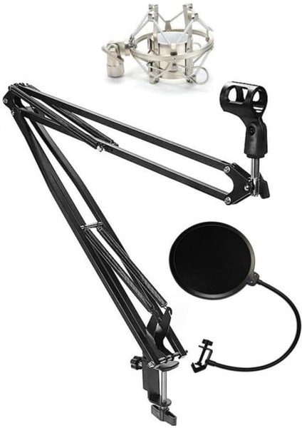 NB40 Mikrofon Standı + Pop Filter + Shock Mount (50X50 Büyük Boy)