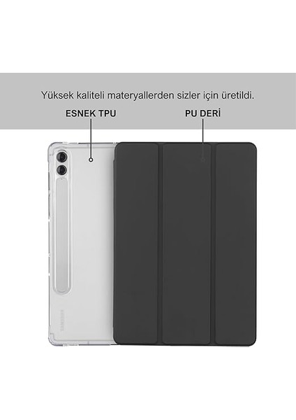 Samsung Galaxy Tab S9+ Fe Plus 12.4 Inç Uyumlu Smart Kılıf, S Pen Kalemlikli, Trifold, Esnek, Mat, Darbeye Tam Dayanıklı Tablet Kılıfı (Siyah) fiyatları