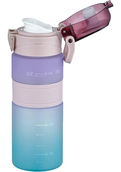Çift Renk 600ML Kaydırmaz Silikon Gövde Rahat Içim-Pipetsiz- Motivasyon Su Matarası fiyatları