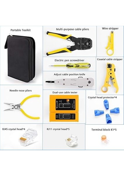 RJ11 RJ12 Ağ Tamir Pense Tool Kit Kablo Test Cihazı ile Bahar Kelepçe Sıkma Aracı Sıkma Pensesi Youmaxe indirimleri