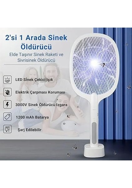 Şarjlı 12000MAH 300V 5 Katmanlı Uv Işıklı Elektrikli Sivrisinek Öldürücü Raket Sinek Öldürücü Sineksavar fiyatları