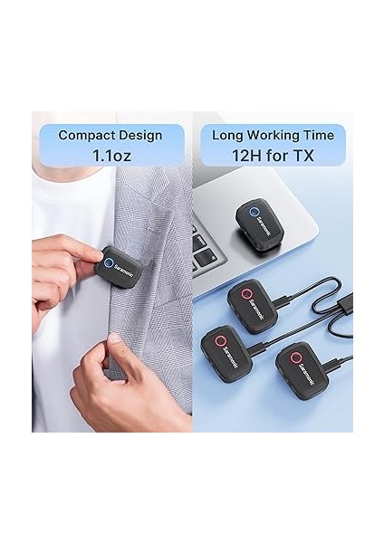 Blink 500 T4 4 Kişilik Kablosuz Yaka Mikrofon Sistemi, 2,4 Ghz, 328 Ft Menzil, 4 Verici ve 1 Alıcı, 24-Bit Ses, Dslr, Video Kamera, Akıllı Telefon, Youtube, Röportaj, Podcast Için fırsatları