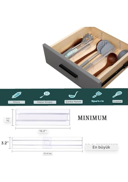 Şeffaf Akrilik Ayarlanabilir Teleskopik Çekmece Bölücü Organizer – Çok Amaçlı Düzenleyici Set modelleri