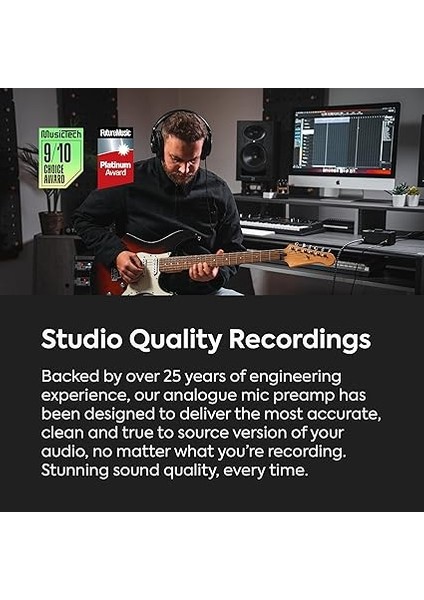 Evo4, Evo 4 USB Ses Arabirimi Ses Kartı Müzik Üretimi Için (2 In / 2 Out USB Ses Arayüzü, 48 Volt Phantom Besleme, 2 Mikrofon Preamp, Loopback,windows/mac/ios), Siyah fırsatları