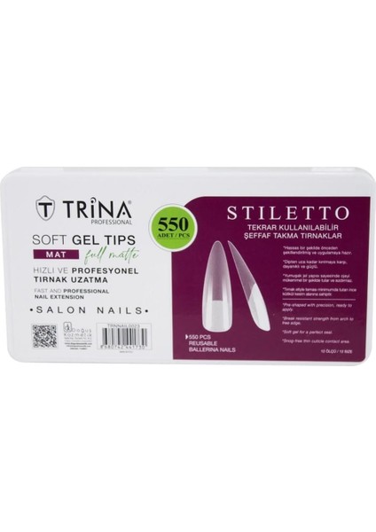 Soft Jel Takma Tırnak - Stilletto (Full Mat) 550' Li - 23